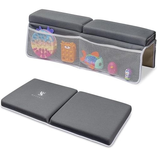 WESHALL Bath Kneeler and Elbow Rest Pad - Baby Bath Mat with Organizer to Support Back, Knee and Arm, Quick Dry & Machine Washable
