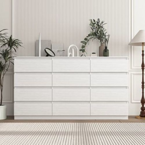 Resenkos Modern Mid Century 6 Drawer Wide Dressers Chests for Bedroom, Chest of Drawer Organizer