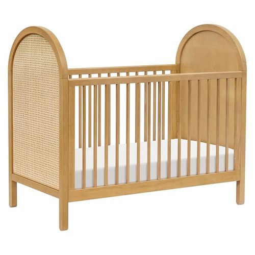 Babyletto Bondi Cane 3-in-1 Convertible Crib with Toddler Bed Conversion Kit in Honey with Natural Cane, Greenguard Gold Certified