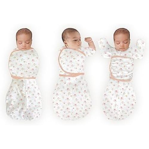 SwaddleDesigns 6-Way Omni Swaddle Sack Arms Up Swaddle for Newborn, More Options to Calm Startle Reflex, Improves Sleep, Easy Transition Baby Sleep Sack, Sm, 0-3 Month, Watercolor Peachy Pink Floral