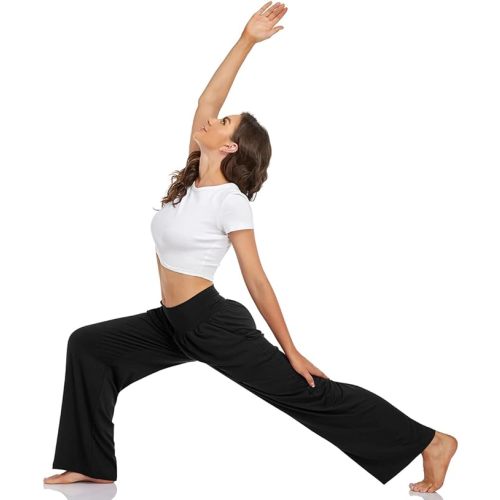UEU Women's Casual Loose Wide Leg Cozy Pants Yoga Sweatpants Comfy High Waisted Sports Athletic Lounge Pants with Pockets