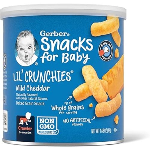 Gerber Snacks for Baby Lil Crunchies, Mild Cheddar, 1.48 Ounce (Pack of 6)