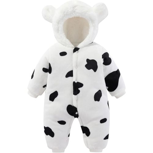 Toddler Baby Boys Girls One Piece Snowsuit Fleece Bodysuit Bear Ear Hooded Jumpsuits Cute Unisex Winter Warm Outwear Outfits