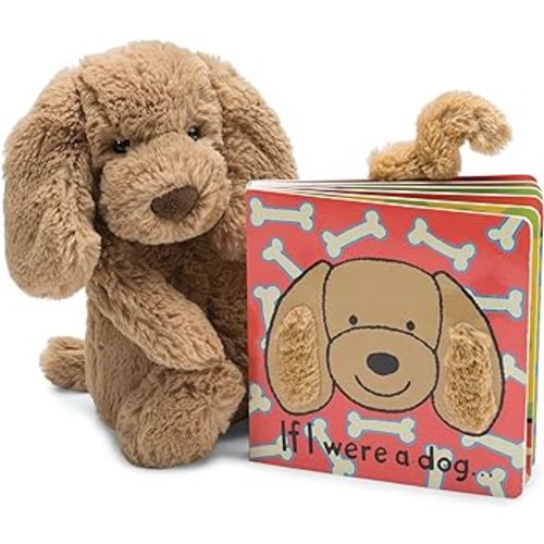 Jellycat If I were a Dog Board Book and Bashful Toffee Puppy Stuffed Animal