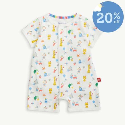 seaside sand squad organic cotton magnetic short sleeve romper – Magnetic Me