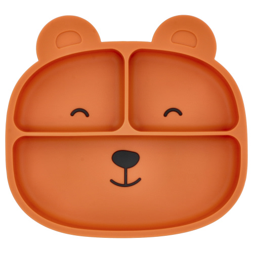 Sage Spoonfuls Bear Silicone Suction Plate, Orange, 1 Count