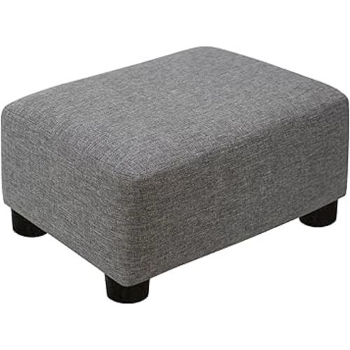 Small Foot Stool Ottoman 15.4" Footstool with Legs Under Desk Footrest for Living Room Bedroom and Office,Linen-Grey