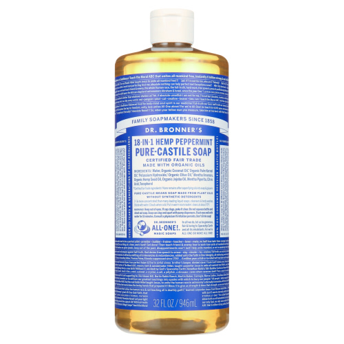 Dr. Bronner's Magic Soap - Castile Liquid - Peppermint - 32 oz - 18-in-1 Uses - Adults, Teens, Children 3 and Above