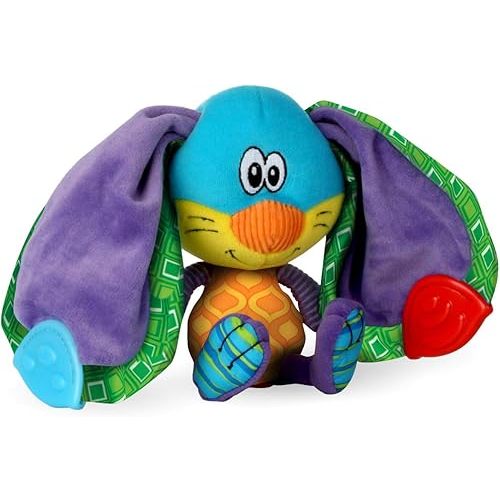 Nuby Teether Tugz Plush Silicone Teething Toy - Baby Teething Toy for 3+ Months - Rabbit