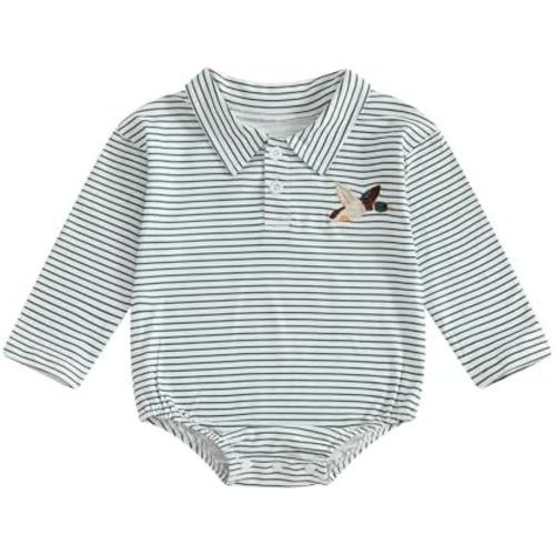 Baby Boy Fall Clothes Infant Mallard Duck Bubble Romper Laple Shirt Newborn Long Sleeve Bodysuit Top Winter Outfit