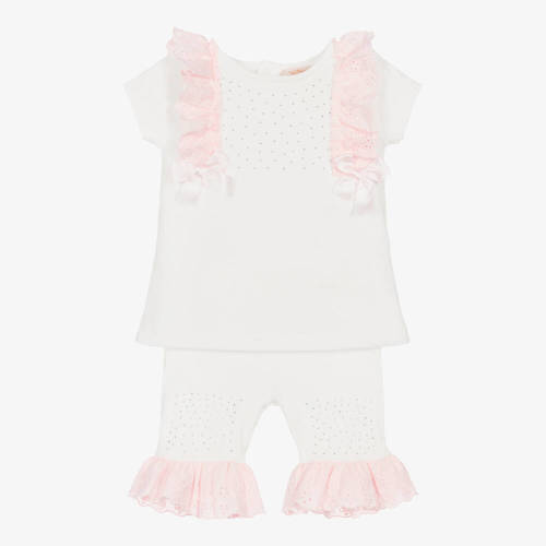 Caramelo Kids - Ivory Diamanté Leggings Set | Childrensalon