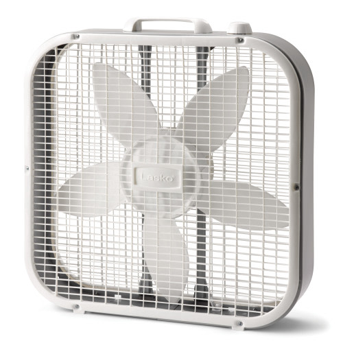 "Lasko 20"" Metal Blade Box Fan, 3 Speeds, Weather-Resistant, Portable, White, B20200"
