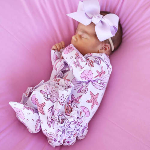 Tiny Tides Ruffle Zipper Footie | Pink