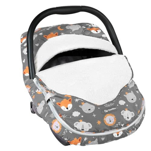 Yoofoss Baby Car Seat Cover Winter Carseat Canopies Cover to Protect Baby from Cold Wind, Super Warm Plush Fleece Baby Carrier Cover for Infant Boys Girls (Fox)