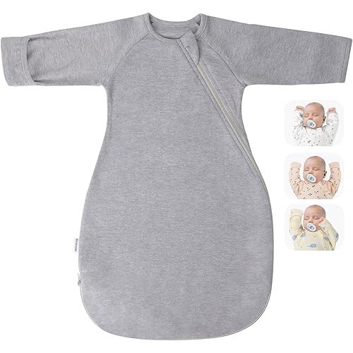 Transitional Swaddle Sack with Arms Up & Sleeves, Mitten Cuffs, 2-Way Zipper, Sleeping Sacks for Newborns - Calms Startle Reflex, Boys & Girls Sleep Bag