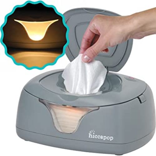 hiccapop Baby Wipe Warmer and Baby Wet Wipes Dispenser | Baby Wipes Warmer for Babies | Diaper Wipe Warmer with Changing Light | Baby Essentials