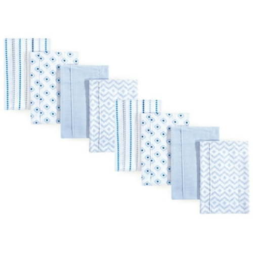 Hudson Baby Cotton Poly Flannel Burp Cloths Multipack, Boy Modern 8-Pack, One Size