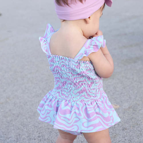 Caden Lane® | Smocked One Piece with Ruffle Skirt In Style Wavy Days