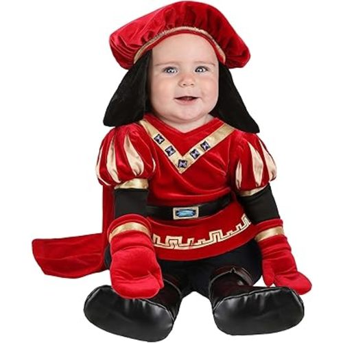 Infant Lord Farquaad Costume | Officially Licensed Shrek Outfit for Babies W/Tunic, Cape, Hat, Gloves, Booties
