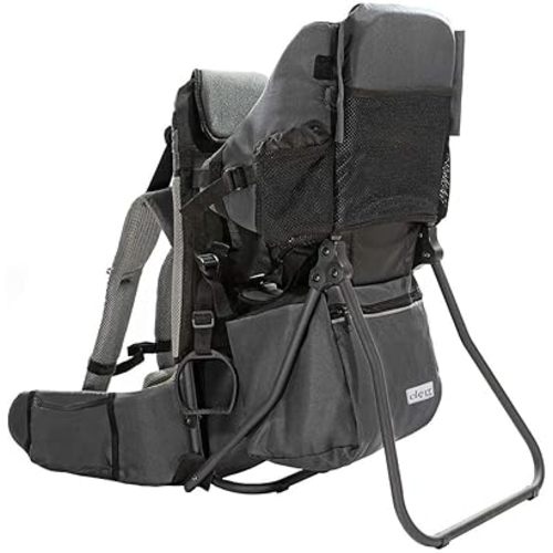 ClevrPlus Cross Country Baby Backpack Carrier, Grey, Toddler Hiking Backpack with Comfortable Seat, Adjustable Straps & Belt, Foldable Frame Lightweight Large Capacity Child Carrier for Outdoor