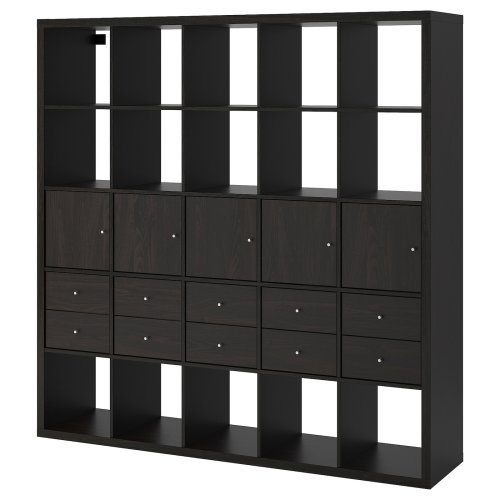 KALLAX Shelf unit with 10 inserts - black-brown 71 5/8x71 5/8 "
