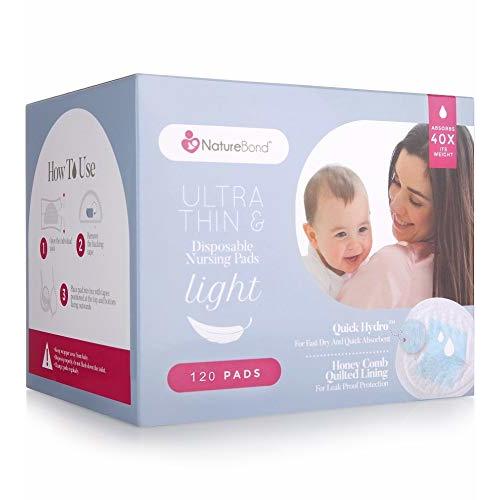 NatureBond Disposable Nursing Pads Ultra Thin 120 Pcs. Breastfeeding Pads, Light, Contoured and Highly Absorbent Breast Pads (120 Pads)