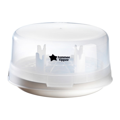 Tommee Tippee Microwave Steam Sterilizer for Baby Bottles and Accessories, Kills Viruses* and 99.9% of Bacteria, 4-Minute Sterilization Cycle
