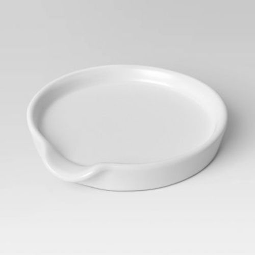 Stoneware Spoon Rest - Threshold™: White Ceramic Spoon Holder, Dishwasher-Safe, 5.25" x 5"