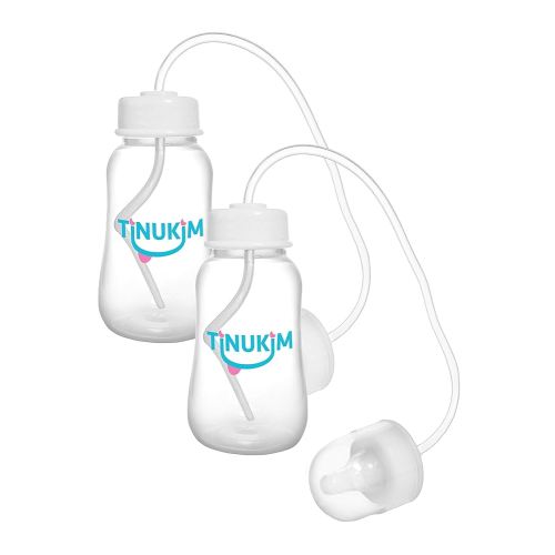 iFeed 4 Ounce Self Feeding Baby Bottle with Tube - Handless Anti-Colic Nursing System, White - 2-Pack
