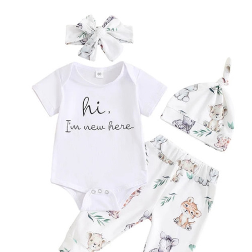 HI I'M NEW HERE Baby Animals Outfit - Hazel & Bo
