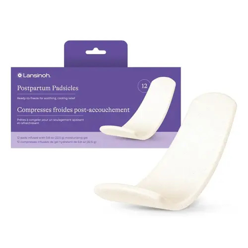 Lansinoh Postpartum Cooling Pads, Perineal Ice Packs, 12 Count, Witch Hazel Pads for Postpartum Care, Postpartum Essentials Padsicles with Cooling and Comforting Aloe Vera