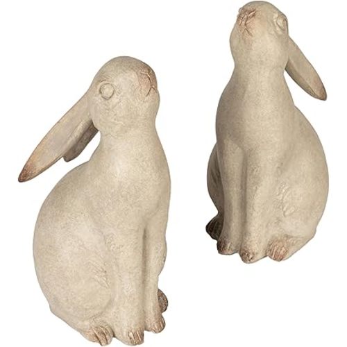 Creative Co-Op Decorative Resin Rabbit Bookends, Grey