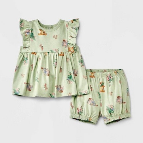 Baby Girls' Winnie the Pooh Top and Bottom Set - Green, Size: 0-3M