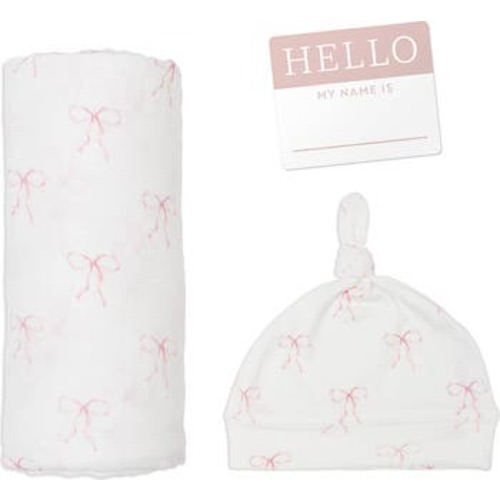 Hello World Hat & Swaddle Set, X-Large - Bows