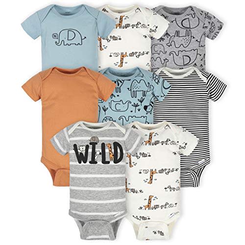 Gerber Baby Boys' 8-Pack Short Sleeve Onesies Bodysuits