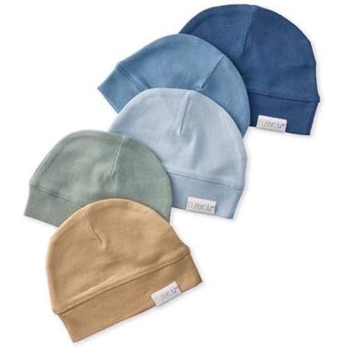 Charlie 5-Pack Caps 100% Organic Cotton Beanie Hats for Newborn and Baby Girls, Boys, Unisex​