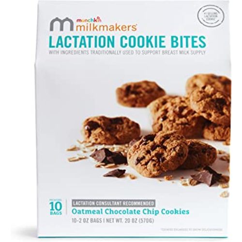 Munchkin Milkmakers Lactation Cookie Bites, Oatmeal Chocolate Chip, 10 Ct