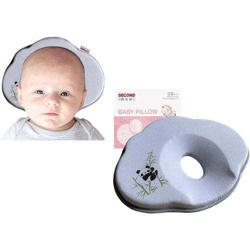 Baby Pillows for Sleeping Baby Stroller Bassinet Insert Head & Neck Support Soft & Cozy Prеvents FΙat Hеad Flat Design Cloud Shape Panda Pattern for 0-6M Newborn