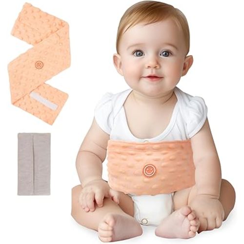 Colic and Gas Relief for Newborns and Infants, Flaxseed Heated Tummy Wrap, Baby Swaddling Belt with Soothing Warmth, Natural Relief for Upset Stomach in Babies Toddlers, 0-3 Years (Orange)