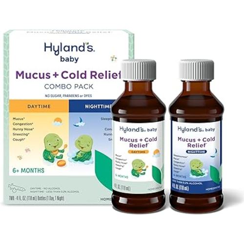 Hyland's Baby Mucus and Cold Relief, Day and Night Value Pack, Infant And Baby Cold Medicine, Decongestant And Cough Relief, 8 Fl Oz