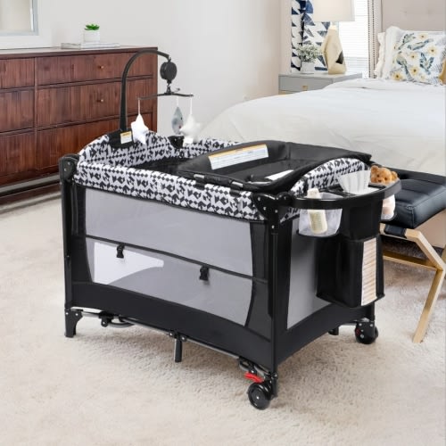 Zoomie Kids Ardilla Bedside Crib with Mattress and Stand | Wayfair