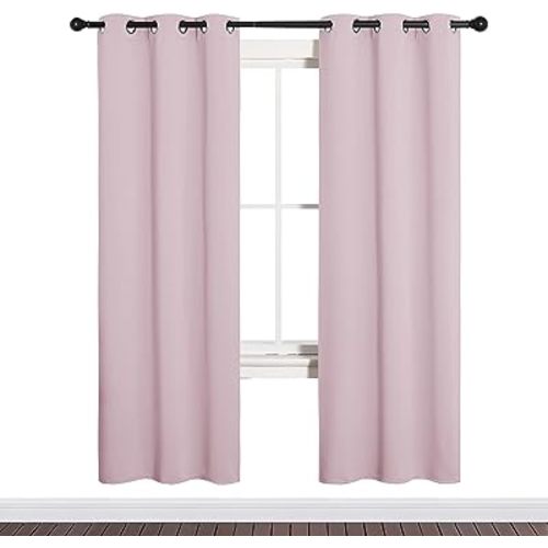NICETOWN Blackout Curtain Panels for Girls Room, Nursery Essential Thermal Insulated Solid Grommet Top Blackout Drapes (Lavender Pink, 1 Pair, 34 x 72 inches)
