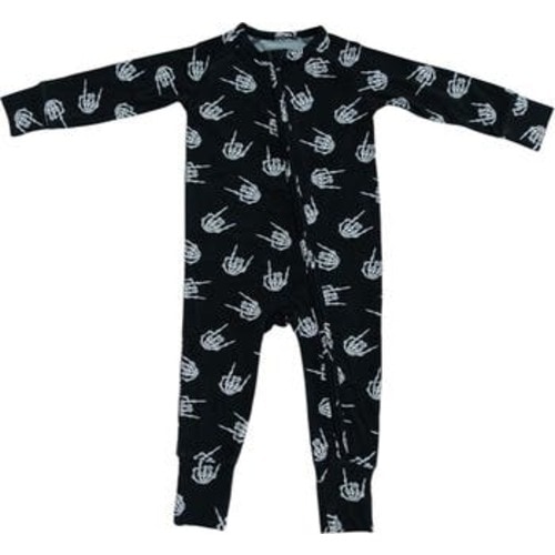 Rock N' Skull Double Zipper Convertible Romper, 0-3M