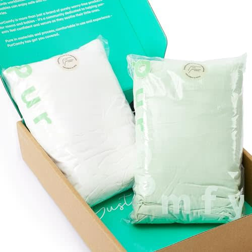 PurComfy Supersoft Pack and Play Sheets Fitted, Premium Bamboo Viscose Mini Crib Sheets, Pack N Play Mattress Sheets, Graco Playard Baby Sheets Neutral for Boys Girls, 5'' Deep Pocket 2-Pack