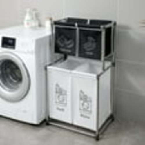 Laundry Hamper,2 Tier Laundry Sorter with 4 Removable Bags,Laundry Basket for Organizing Clothes,Laundry,Lights,Darks
