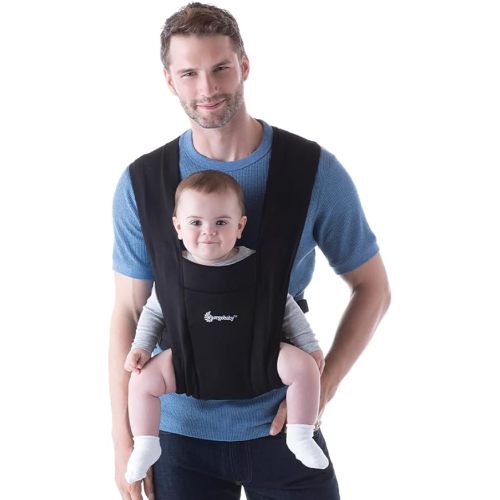 Ergobaby Embrace Baby Carrier Newborn to Toddler - Breathable Baby Carriers for Summer - Cozy Essentials (7-25 Pounds), Ponte Knit, Pure Black