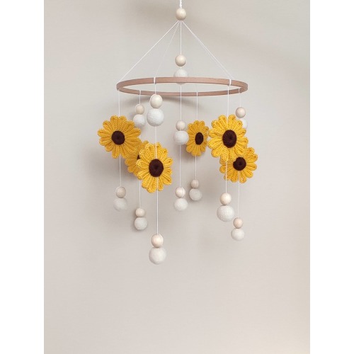 Baby mobile, Sunflower mobile, Sunflower nursery decor, Sunflower baby bedding, Cow nursery decor, Butterfly mobile nursery, Newborn gift