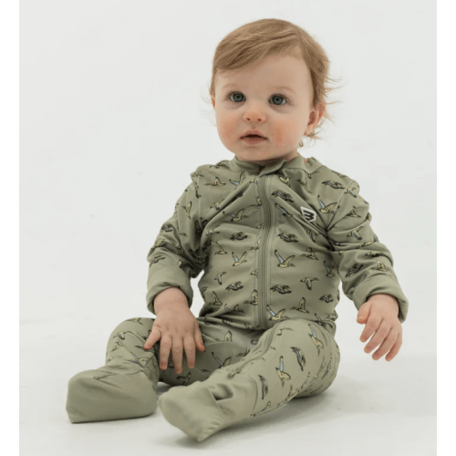 Baby Zip Up - Flying Ducks Green – BURLEBO