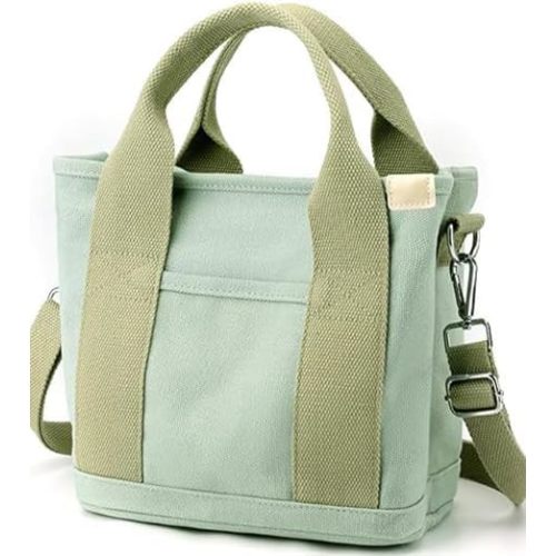 Small Tote Bag with Zipper, 2024 Canvas Multi-Pocket Crossbody Bag Shoulder Bag Satchel Hobo Bag Messenger Bag