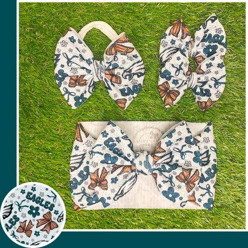 PHILADELPHIA FOOTBALL Hair Bows. Headwraps, Bow on Nylon, Clips, Piggies. Classic & Shredded. Micro Preemie. Newborn. Infant. Baby. Toddlers